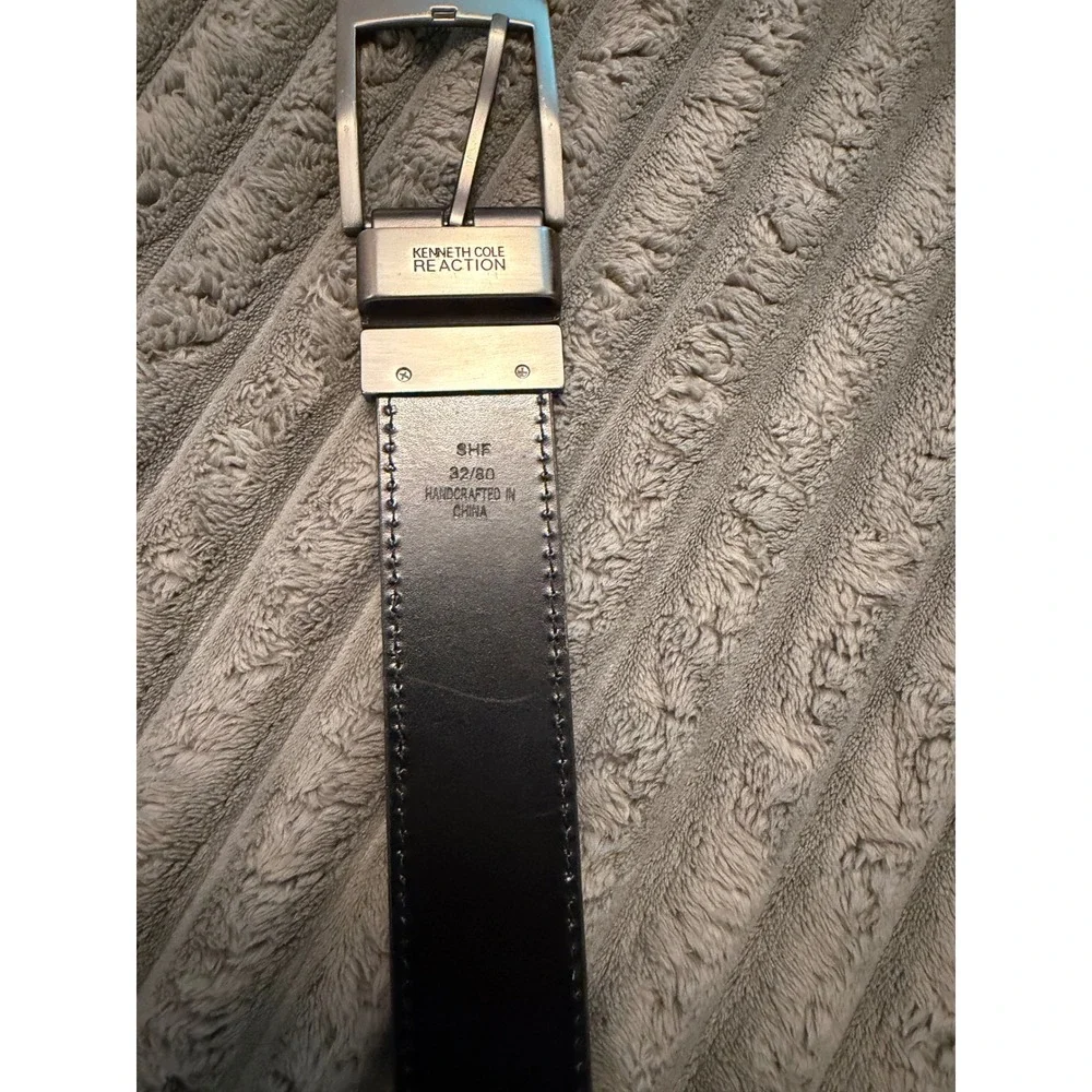 Kenneth Cole Reaction Mens Reversible Belt Black Brown Size 32 80 Swivel Buckle